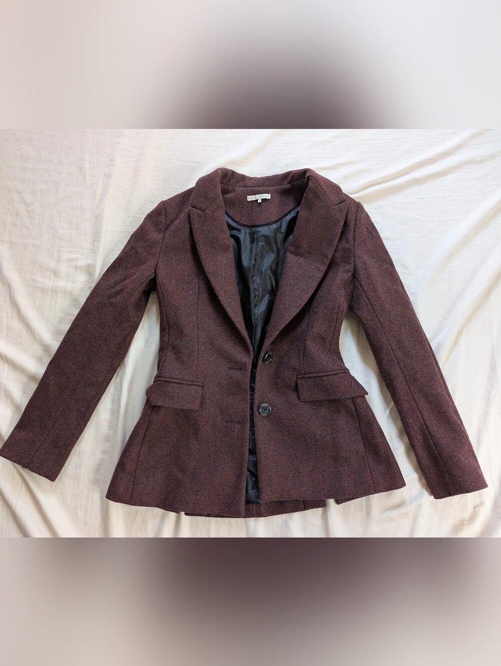 NWOT Maggy Frances Virgin Wool Single-Breasted Blazer Burgundy Made In NYC Sz 2